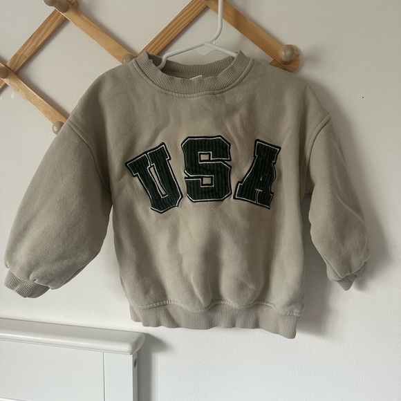 Zara Kids USA Sweatshirt | Olive Green Varsity Letters | Size 3T and 4T - Picture 7 of 7